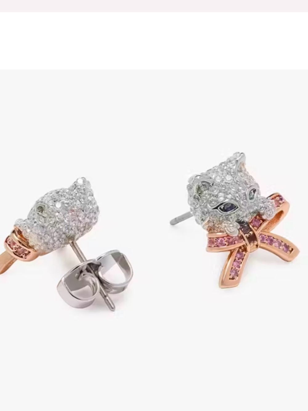 π±Kate Spade Kitten-Couture π± Collectors edition pave Cat Bow Stud Earrings. - Picture 2 of 8